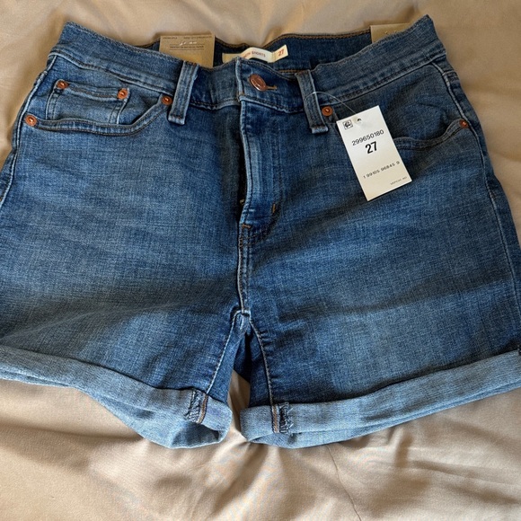 Levi's Blue Denim Shorts with Rolled Hem - Picture 2 of 5